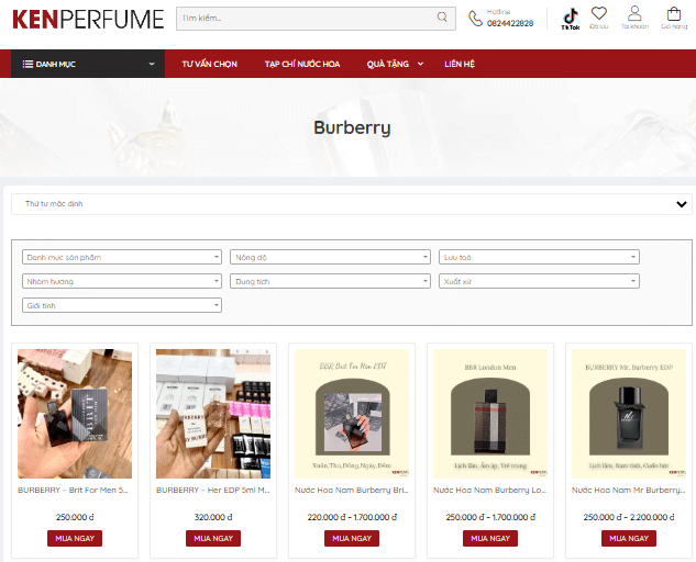 Chọn KenPerfume để tìm sản phẩm nước hoa Burberry chính hãng