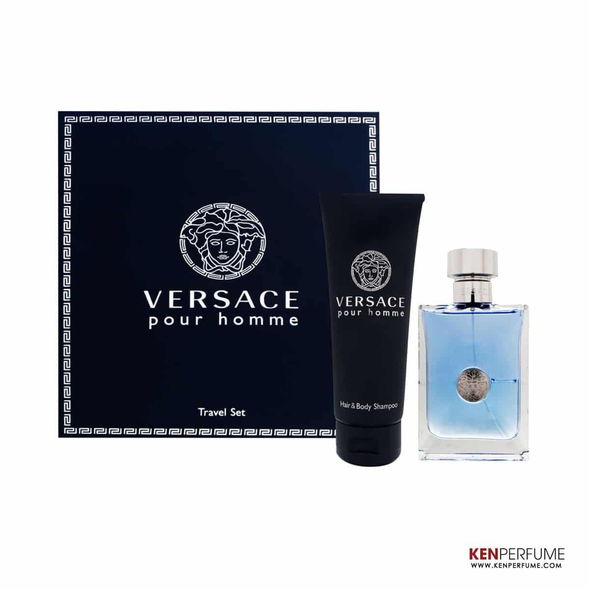 Set Nước Hoa Nam Versace Pour Homme EDT (50ml + Hair & Body Shampoo 100ml)