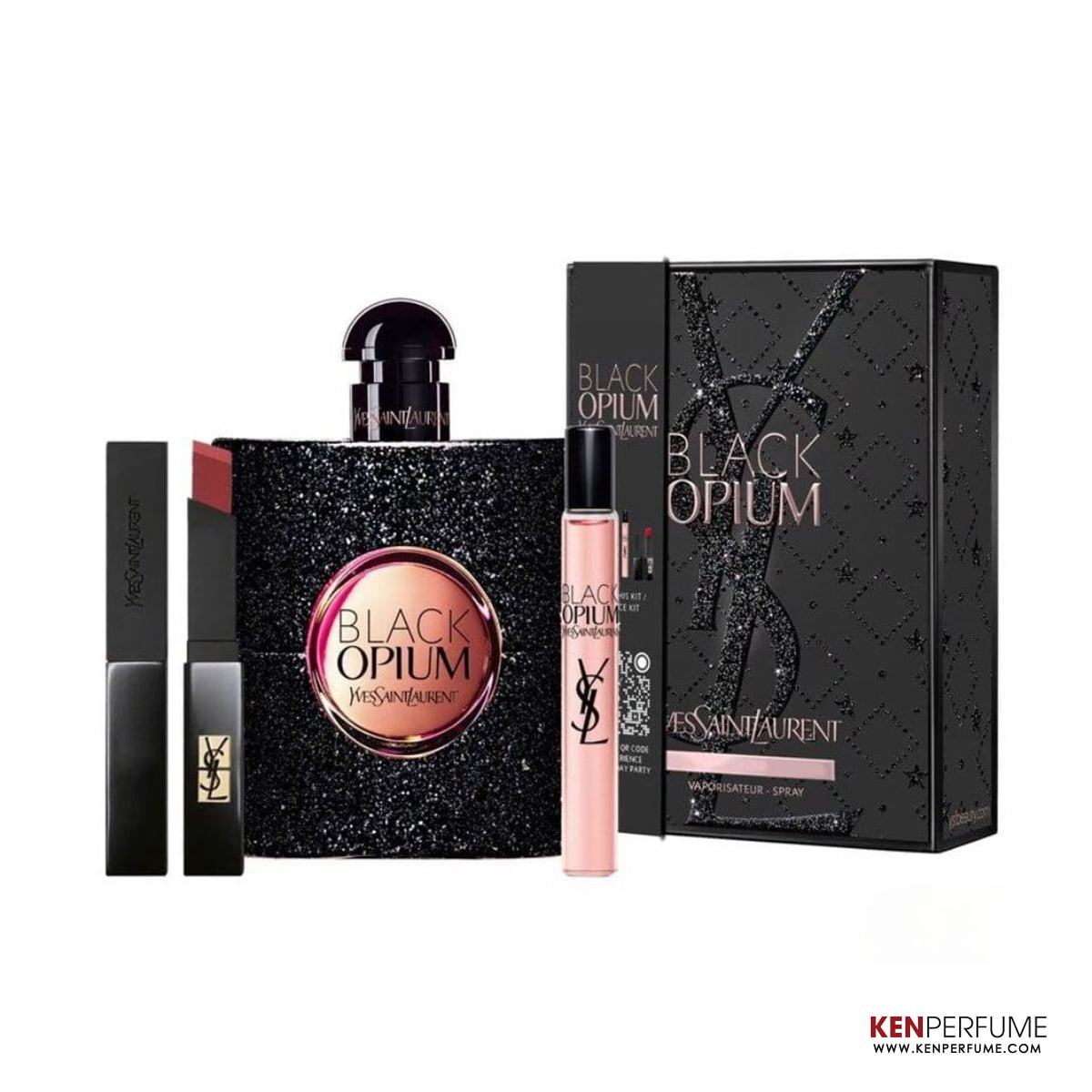 Set Nước Hoa Nữ Yves Saint Laurent YSL Black Opium EDP Set 3 Món (90ml + Mini 10ml + Son 308)