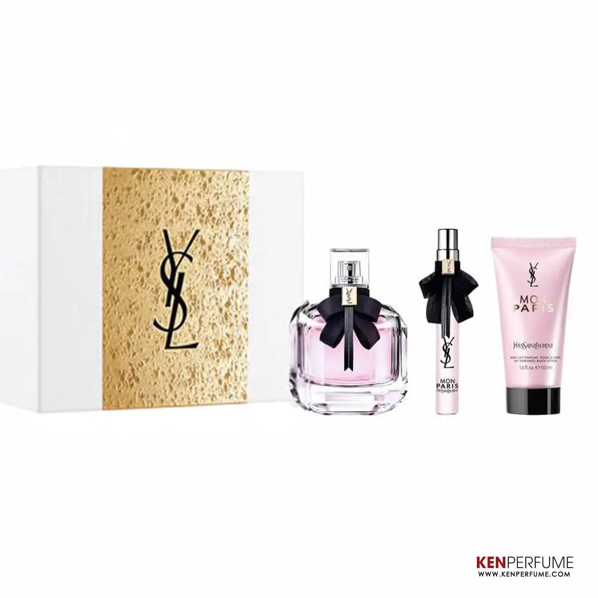 Set Nước Hoa Nữ Yves Saint Laurent YSL Mon Paris EDP Set 3 Món (90ml + Body Lotion 50ml + Mini 10ml)